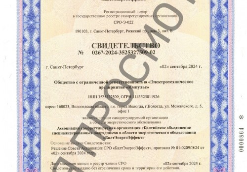 Свидетельство Энергоаудит